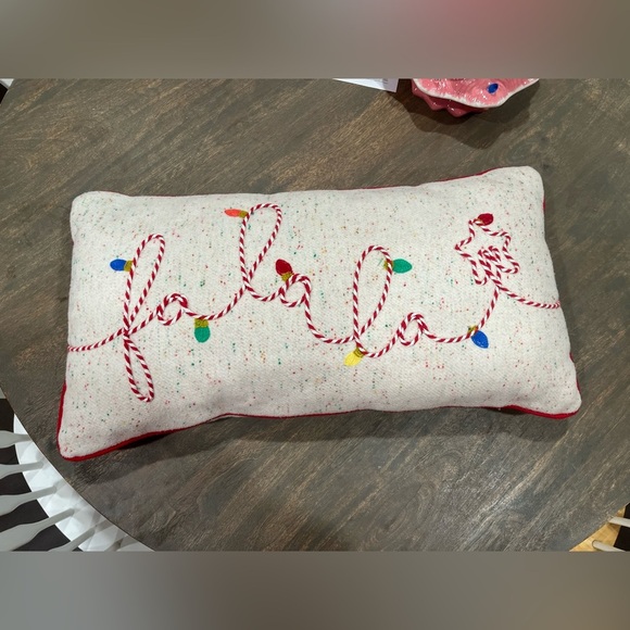 World Market fa-la-la Christmas pillow - Picture 1 of 5